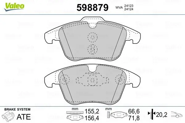 Bremsbelagsatz, Scheibenbremse VALEO 598879