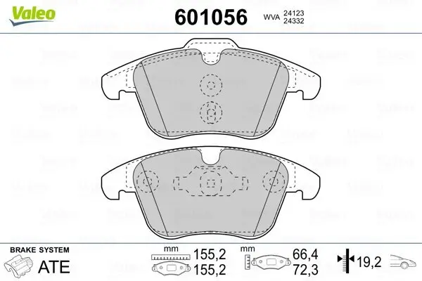 Bremsbelagsatz, Scheibenbremse Vorderachse VALEO 601056