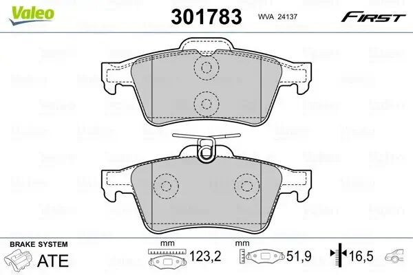 Bremsbelagsatz, Scheibenbremse VALEO 301783