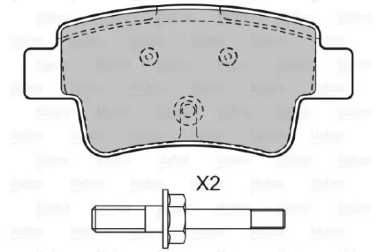 Bremsbelagsatz, Scheibenbremse Hinterachse VALEO 598722 Bild Bremsbelagsatz, Scheibenbremse Hinterachse VALEO 598722