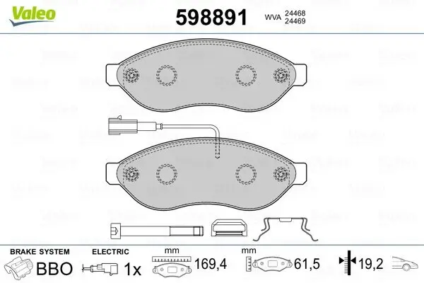 Bremsbelagsatz, Scheibenbremse VALEO 598891