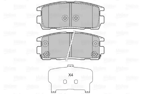 Bremsbelagsatz, Scheibenbremse Hinterachse VALEO 598941 Bild Bremsbelagsatz, Scheibenbremse Hinterachse VALEO 598941