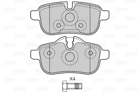 Bremsbelagsatz, Scheibenbremse Hinterachse VALEO 601534 Bild Bremsbelagsatz, Scheibenbremse Hinterachse VALEO 601534