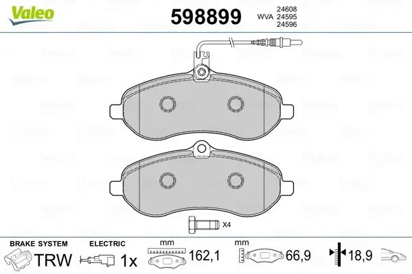 Bremsbelagsatz, Scheibenbremse VALEO 598899