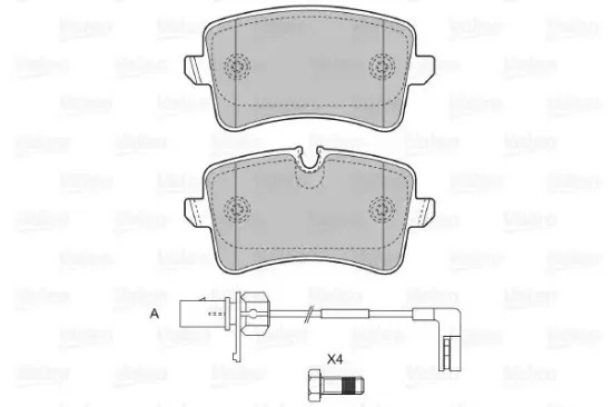 Bremsbelagsatz, Scheibenbremse Hinterachse VALEO 601378 Bild Bremsbelagsatz, Scheibenbremse Hinterachse VALEO 601378