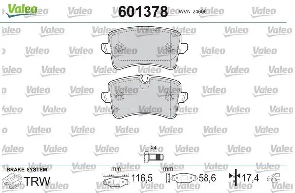 Bremsbelagsatz, Scheibenbremse VALEO 601378