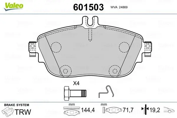 Bremsbelagsatz, Scheibenbremse VALEO 601503