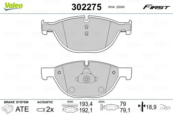 Bremsbelagsatz, Scheibenbremse VALEO 302275