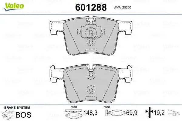 Bremsbelagsatz, Scheibenbremse Vorderachse VALEO 601288