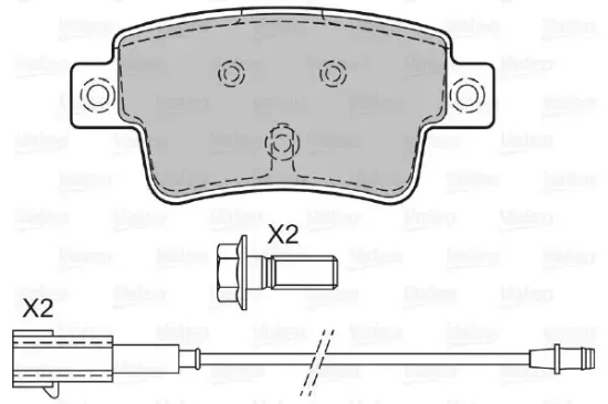 Bremsbelagsatz, Scheibenbremse Hinterachse VALEO 601063 Bild Bremsbelagsatz, Scheibenbremse Hinterachse VALEO 601063