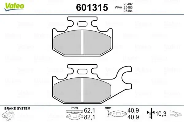 Bremsbelagsatz, Scheibenbremse VALEO 601315