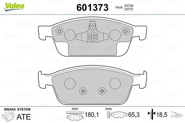 Bremsbelagsatz, Scheibenbremse VALEO 601373