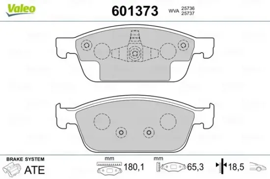 Bremsbelagsatz, Scheibenbremse VALEO 601373 Bild Bremsbelagsatz, Scheibenbremse VALEO 601373