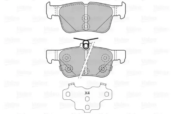 Bremsbelagsatz, Scheibenbremse Hinterachse VALEO 601479 Bild Bremsbelagsatz, Scheibenbremse Hinterachse VALEO 601479