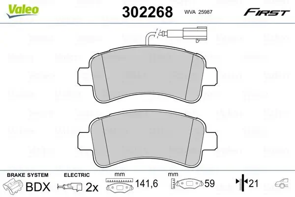 Bremsbelagsatz, Scheibenbremse Hinterachse VALEO 302268