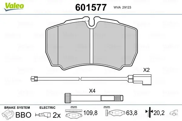 Bremsbelagsatz, Scheibenbremse Hinterachse VALEO 601577
