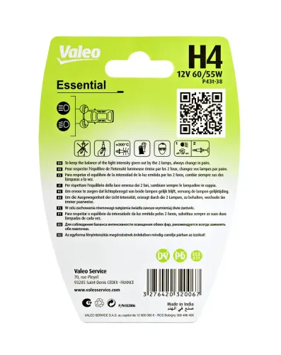 Glühlampe, Fernscheinwerfer 12 V 60/55 W Halogen H4 VALEO 032006 Bild Glühlampe, Fernscheinwerfer 12 V 60/55 W Halogen H4 VALEO 032006