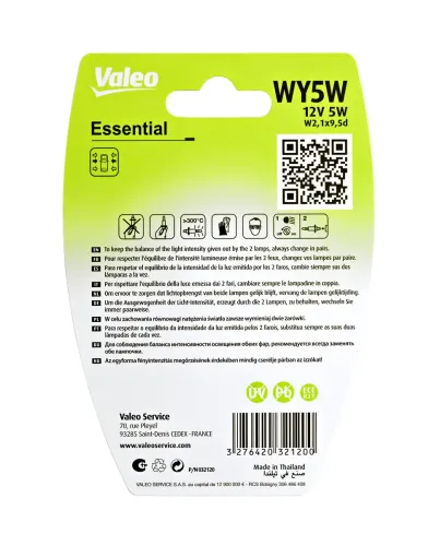 Glühlampe, Blinkleuchte 12 V 5 W WY5W VALEO 032120 Bild Glühlampe, Blinkleuchte 12 V 5 W WY5W VALEO 032120