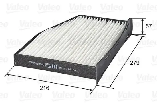 Filter, Innenraumluft VALEO 698800 Bild Filter, Innenraumluft VALEO 698800