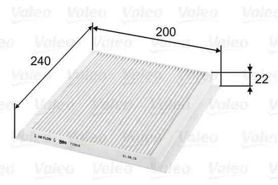 Filter, Innenraumluft VALEO 715816 Bild Filter, Innenraumluft VALEO 715816