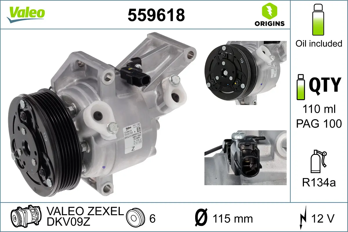 Kompressor, Klimaanlage 12 V VALEO 559618