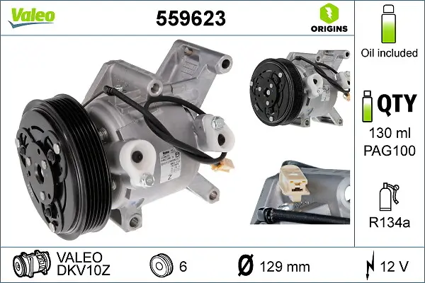 Kompressor, Klimaanlage 12 V VALEO 559623