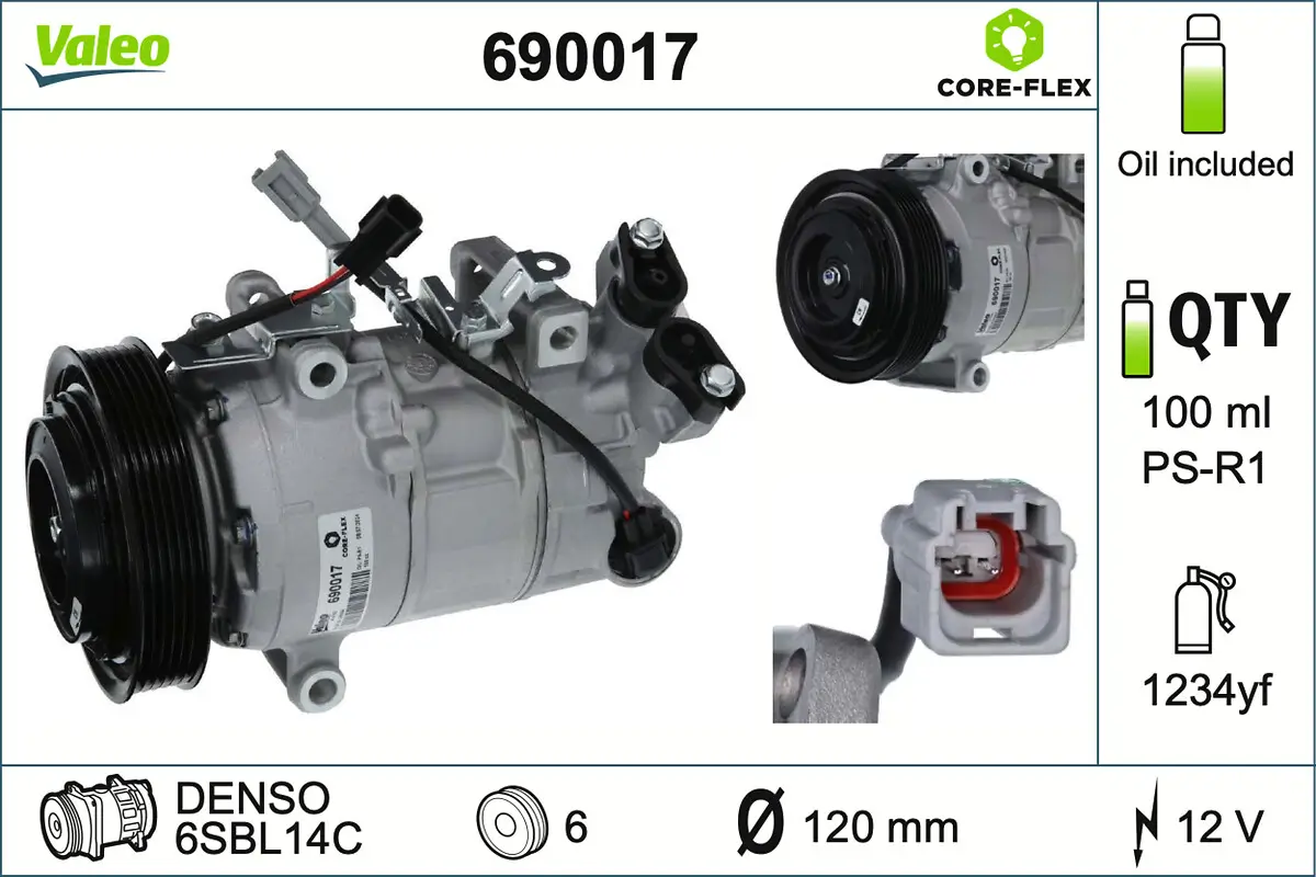 Kompressor, Klimaanlage 12 V VALEO 690017