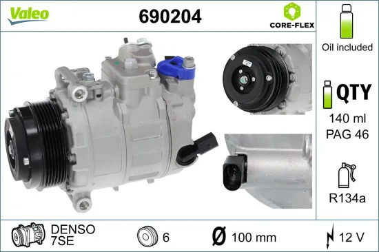 Kompressor, Klimaanlage 12 V VALEO 690204 Bild Kompressor, Klimaanlage 12 V VALEO 690204