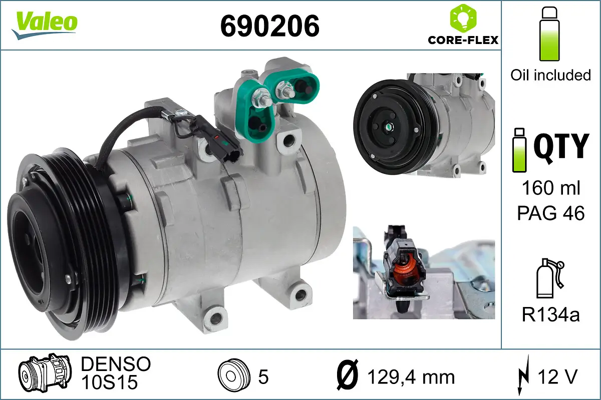 Kompressor, Klimaanlage 12 V VALEO 690206