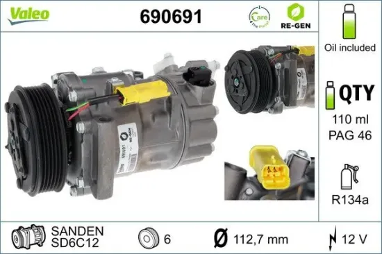 Kompressor, Klimaanlage 12 V VALEO 690691 Bild Kompressor, Klimaanlage 12 V VALEO 690691