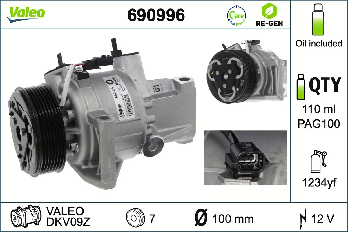Kompressor, Klimaanlage 12 V VALEO 690996