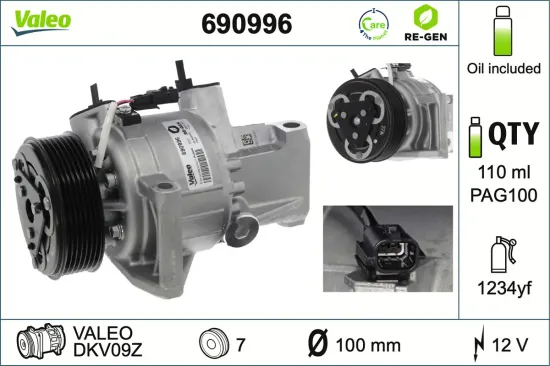 Kompressor, Klimaanlage 12 V VALEO 690996 Bild Kompressor, Klimaanlage 12 V VALEO 690996