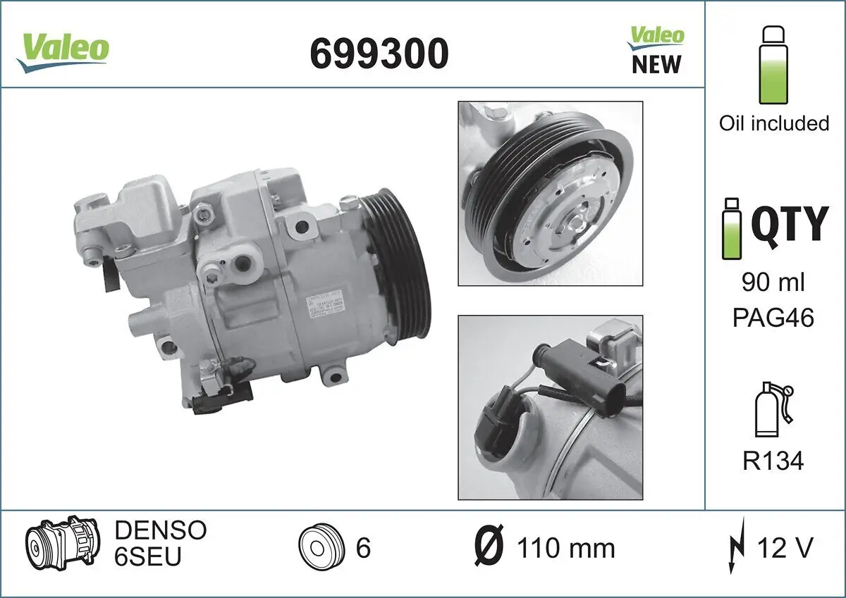 Kompressor, Klimaanlage 12 V VALEO 699300