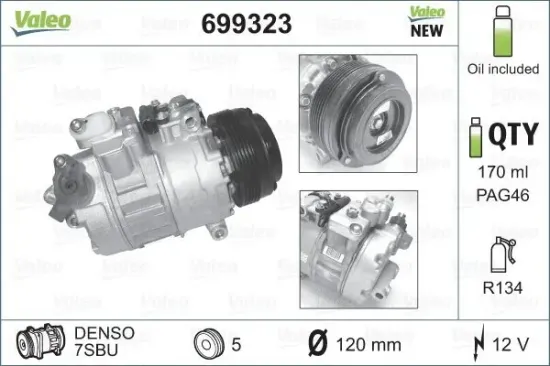 Kompressor, Klimaanlage 12 V VALEO 699323 Bild Kompressor, Klimaanlage 12 V VALEO 699323