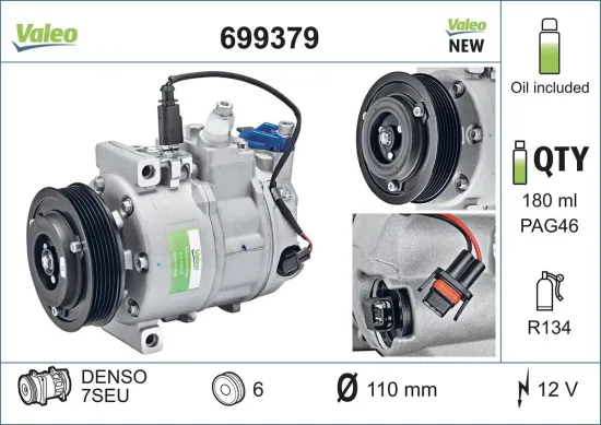 Kompressor, Klimaanlage 12 V VALEO 699379 Bild Kompressor, Klimaanlage 12 V VALEO 699379