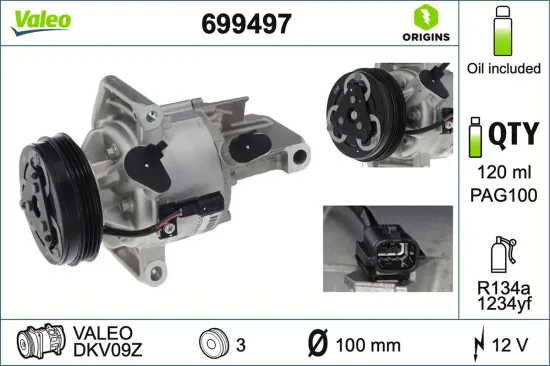 Kompressor, Klimaanlage 12 V VALEO 699497 Bild Kompressor, Klimaanlage 12 V VALEO 699497