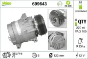 Kompressor, Klimaanlage 12 V VALEO 699643