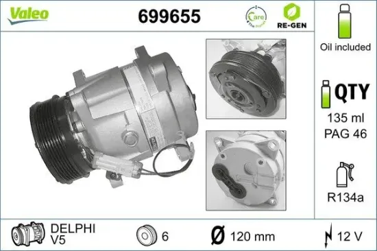Kompressor, Klimaanlage 12 V VALEO 699655 Bild Kompressor, Klimaanlage 12 V VALEO 699655