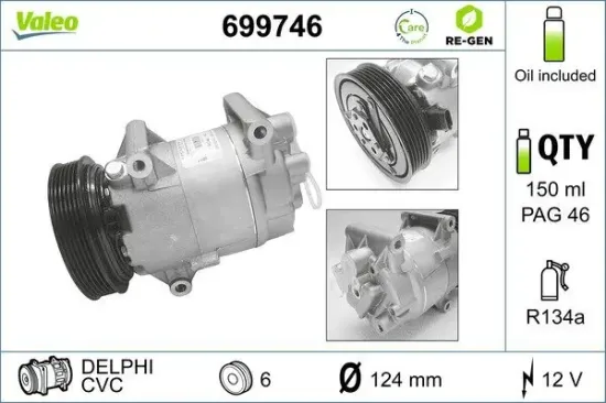 Kompressor, Klimaanlage 12 V VALEO 699746 Bild Kompressor, Klimaanlage 12 V VALEO 699746