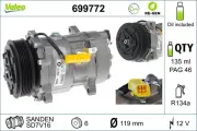 Kompressor, Klimaanlage 12 V VALEO 699772