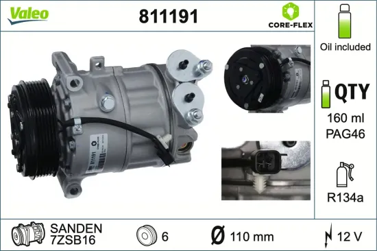 Kompressor, Klimaanlage 12 V VALEO 811191 Bild Kompressor, Klimaanlage 12 V VALEO 811191
