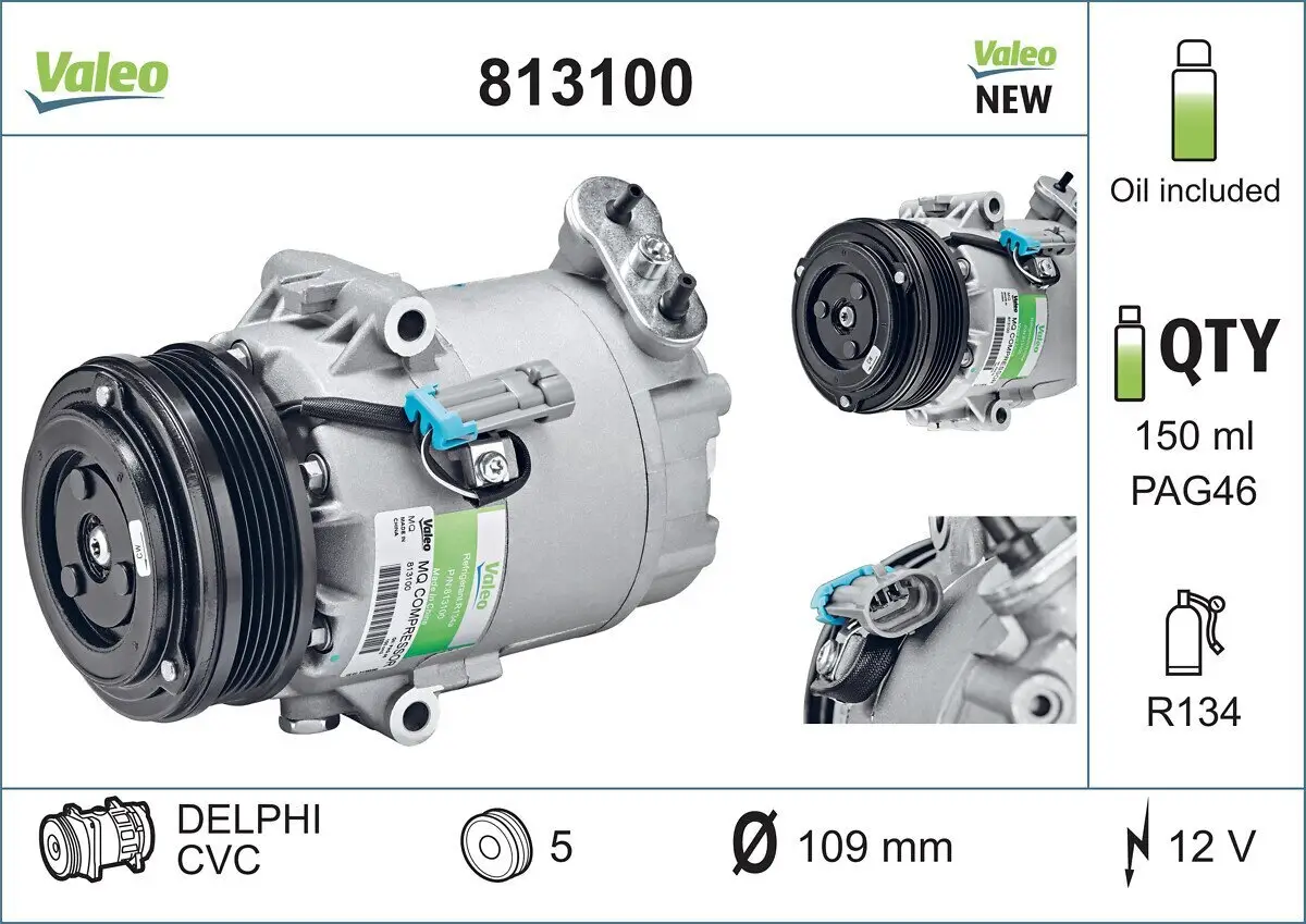 Kompressor, Klimaanlage 12 V VALEO 813100