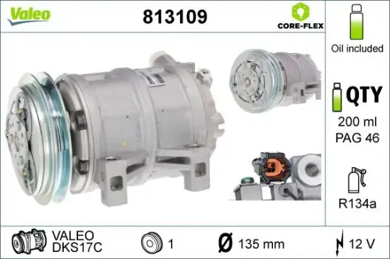 Kompressor, Klimaanlage 12 V VALEO 813109 Bild Kompressor, Klimaanlage 12 V VALEO 813109
