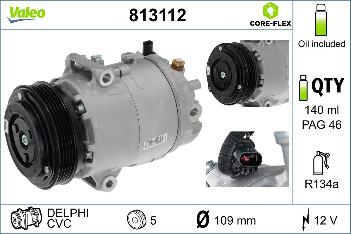 Kompressor, Klimaanlage 12 V VALEO 813112