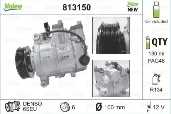 Kompressor, Klimaanlage 12 V VALEO 813150 Bild Kompressor, Klimaanlage 12 V VALEO 813150