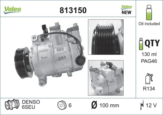 Kompressor, Klimaanlage 12 V VALEO 813150 Bild Kompressor, Klimaanlage 12 V VALEO 813150