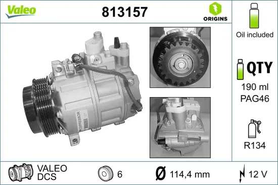 Kompressor, Klimaanlage 12 V VALEO 813157 Bild Kompressor, Klimaanlage 12 V VALEO 813157