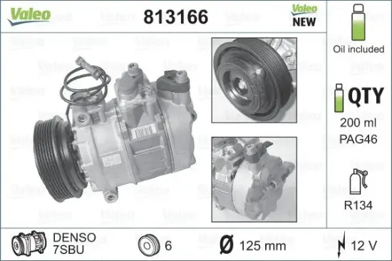 Kompressor, Klimaanlage 12 V VALEO 813166 Bild Kompressor, Klimaanlage 12 V VALEO 813166