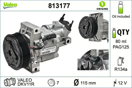 Kompressor, Klimaanlage 12 V VALEO 813177 Bild Kompressor, Klimaanlage 12 V VALEO 813177
