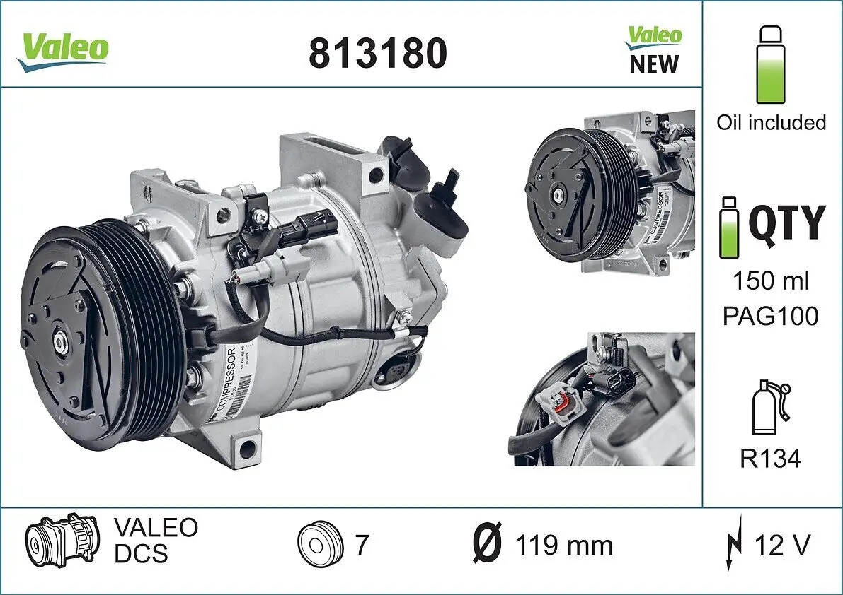 Kompressor, Klimaanlage 12 V VALEO 813180